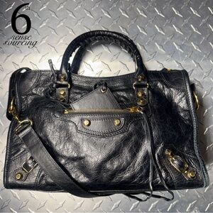 Balenciaga Classic Small Arena Moto City Bag in Black